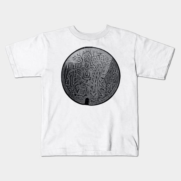 Japanese Manhole Kids T-Shirt by Suddha Design